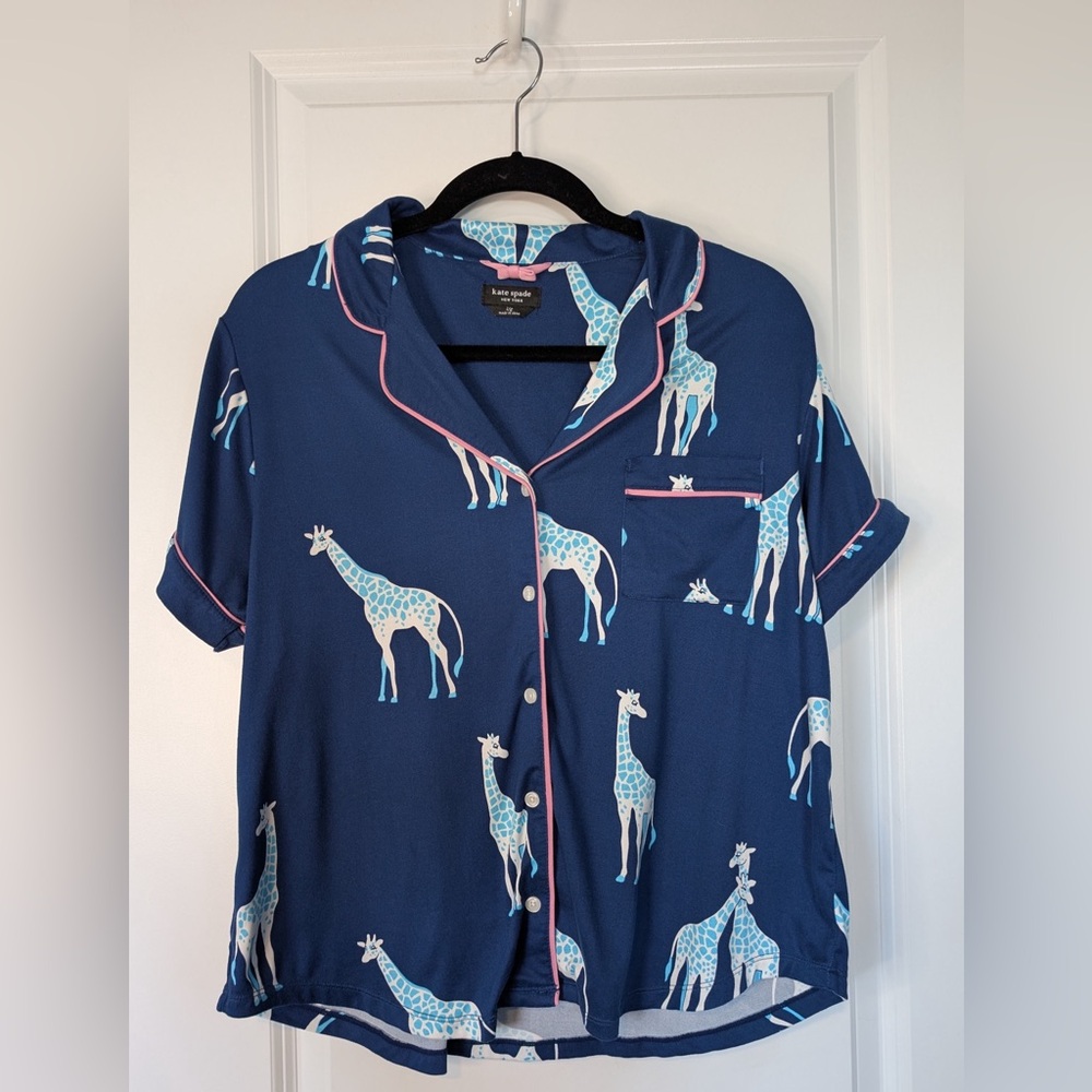 Kate Spade Giraffe Pajama Top Blue Size Large